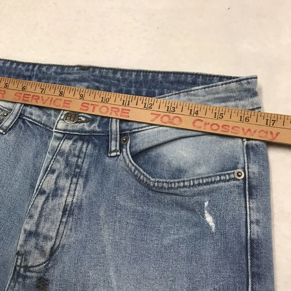 KSUBI Van Winkle Dollar Print Jeans Men 33x32 Light Wash Distressed Stretch Slim